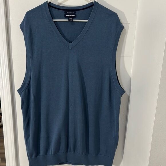 Lands End Blue V-Neck Vest - Picture 1 of 8